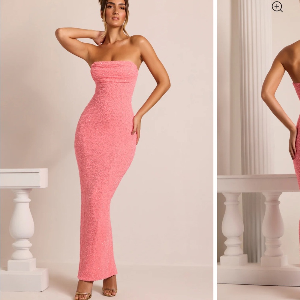 Oh Polly coral beaded maxi dress